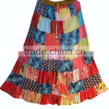 Indian Cotton Boho Hippie Girls Skirt Cotton Patchwork Fashionale Long SKirt Floral Print Skirt