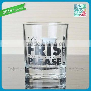 Customized decals drinking cups thick bottom straight round whisky glass cup