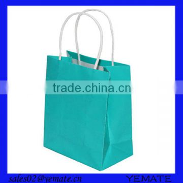 Blue kraft paper bag with twisted handle