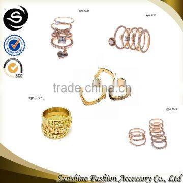 Fashion alloy thin ring set wholesale custom ring set three pieces ring set