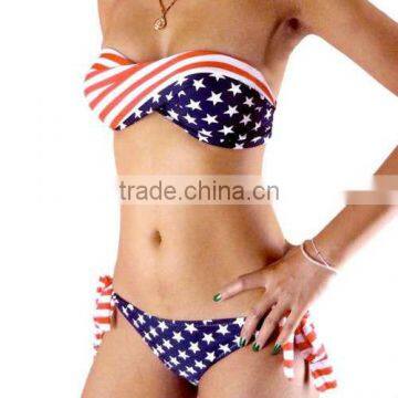 American Flag Bandeau Bikini,swimwear