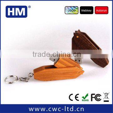 Popular swivel wood usb flash disk with key chain 2GB4GB8GB16GB wooden USB stick Custom Solution print/laser engraving LOGO