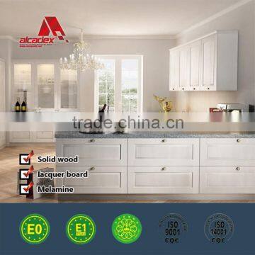 2016 hot sale white pvc laminate kitchen cabinet door design