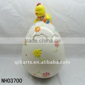 Easter chicken ceramic porcelain cookie jars