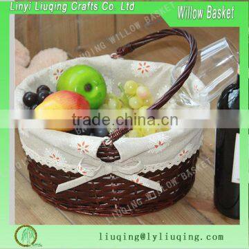 Wholesale christmas wicker round easter gift fruit basket by factory supplier