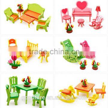 3D Assembling Mini Furniture Dining Table And Chair Set Wooden Toy DIY Toy photo-6