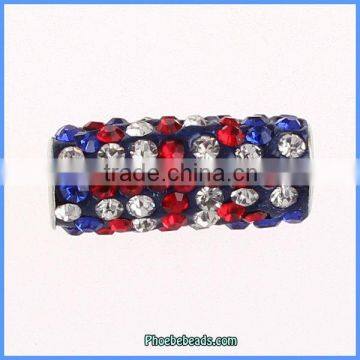 Wholesale High Quality Hot Tube Shape Crystal UK Flag Beads CTB-S007