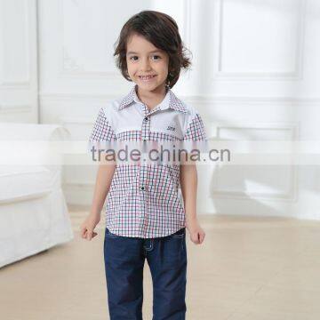 Children baby boys clothes short sleeve plaid shirts wholesale