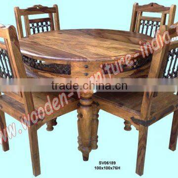 round dining table set,sheesham wood furniture,jali furniture