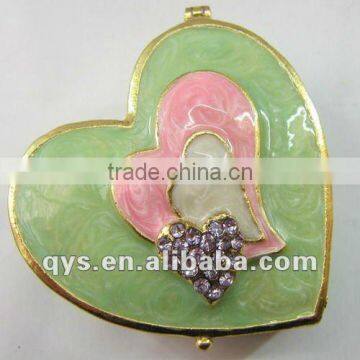 Heart Shape Epoxy & Jeweled Alloy Trinket Box