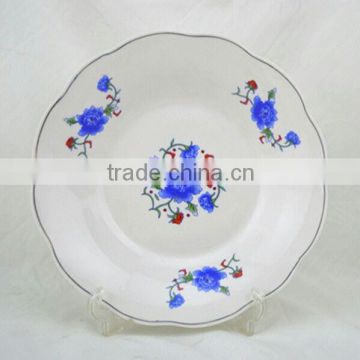 Cheap white ceramic cut edge dinner porcelain soup plate