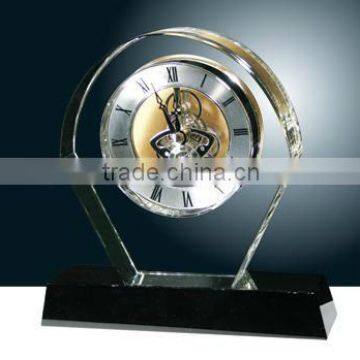 Decoration Crystal Glass Desk Clock with black crystal base