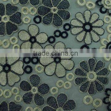 Luxurious metallic thread embroider on ORGANZA bottom fabric for make luxurious garment