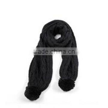 100% Acrylic Knit Pompom Winter Scarf