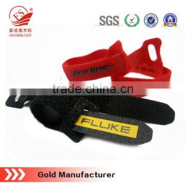 high quality back to back hook and loop ties adjustable magic tape cable tie with pritned logo