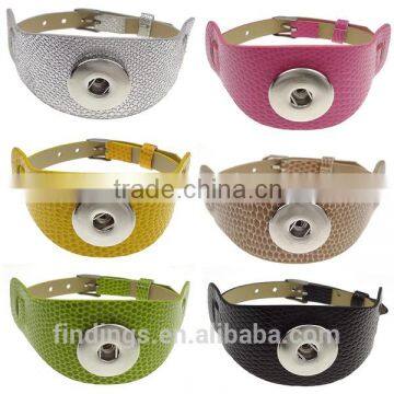 CJ2034 leather personalized bracelet,Snap Charm Leather Bracelet,snap button charm changeable jewelry