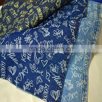 Printed denim fabric pure cotton denim