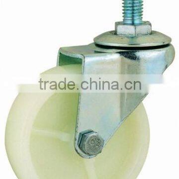 13 Double Ball Raceway Screw Stem Swivel White PP Caster