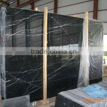 Black Marquina Marble with white line tile slab