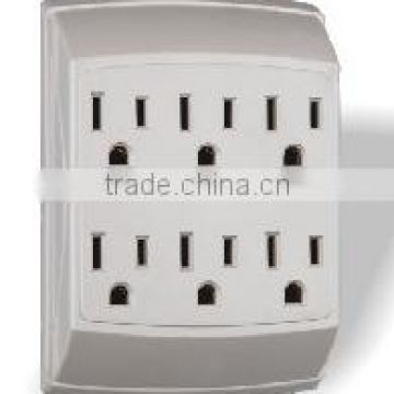 US 6 outlets 3-sided entry grounding current tap Flat design