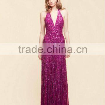 Shining New Arriva Halter Sequins Women's Evening Dress (EVFA-1140)