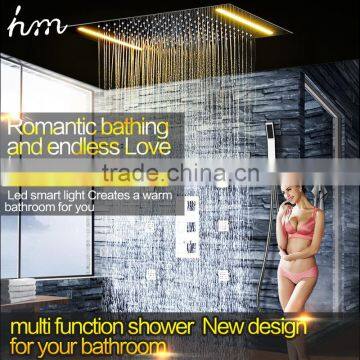 rain spa shower set 360*500mm led light rain shower head embed ceiling color change body spray bathroom shower head set