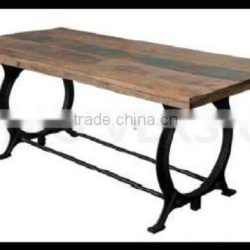 Cast Iron Table with Reclaimed Wood Top