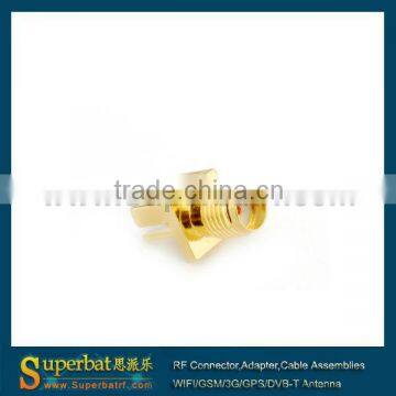 sma gold connector SMA End Launch Jack PCB Mount wide flange .031''