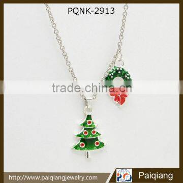 Wholesale fashion hot popular enamel christmas tree pendant necklace