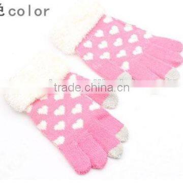 Ladies Pink Heart Smart Phone Tablet Touch Screen Gloves women gloves