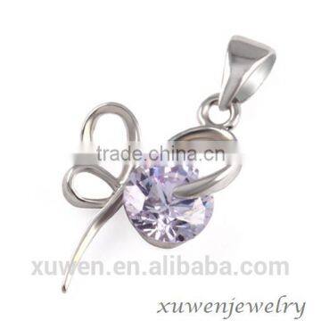 purple cubic zirconia 316l stainless steel butterfly jewellery design