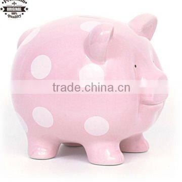 ceramic large size pink piggy coin bank