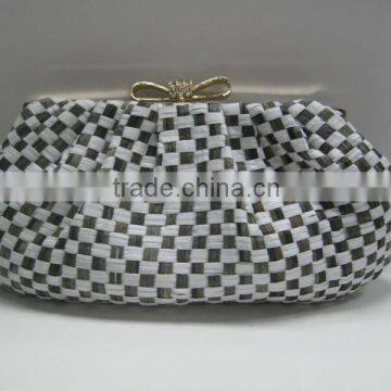 Checker Rafia Women Clutch Purse