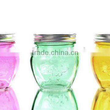 320ml Cute Colored Embossed Mason Jar Without Handle