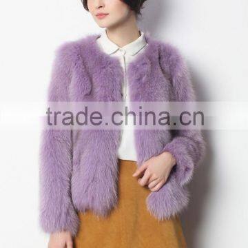 New Arrival Purple Fox Fur Short Jacket for Luxurious Women