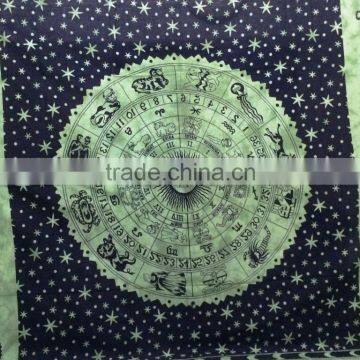 Zodiac Sun Sign Mandala Tapestry Dorm Decor Hippie cotton bed sheet