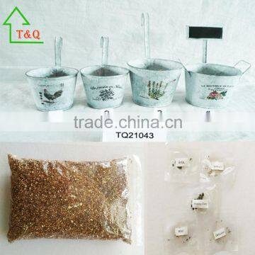 Shabby Chic 4 Flower Herb Metal Plant Pot Planters Garden Kitchen Gift