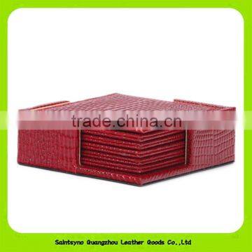 12*12cm Oil-proof Crocodile Leather Printed Set of 4 Square Coasters 16035 photo-2