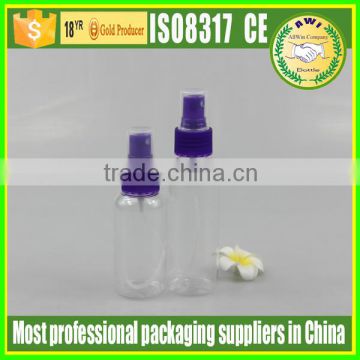 plastic pump spray bottle 30ml 50ml 100ml PET bottle with spary cap