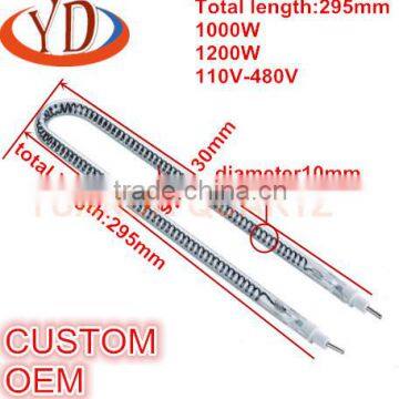 U shaped carbon fiber quartz infrared heating lamp element1000W 295mm