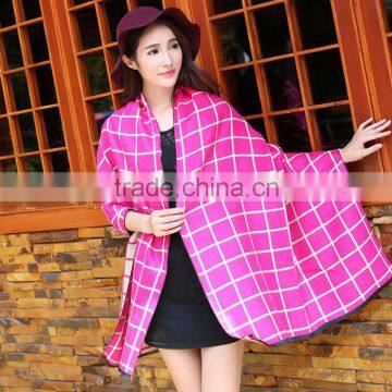 China Red Tartan Grid Plaid Shawl Pashmina Poncho Scarf for Ladies Girls Winter Late Autumn photo-6