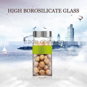 glass food storage vacuum container with stainless lid QM421