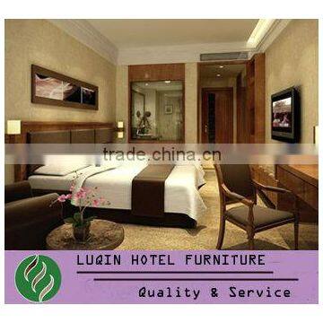 2013 latest new popular walnut rubber wood hotel bedroom set/ Modern Hotel bedroom set furniture(LQ-A54)