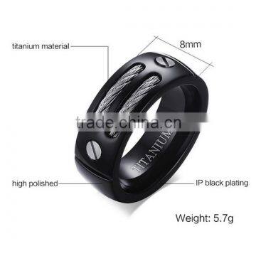 KSF Wholesale 8mm Black Titanium Rings With Cable Latest Design Rings Wholesale