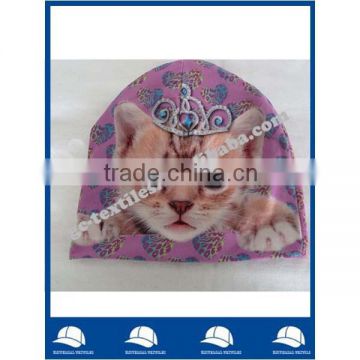 china supplier velvet funny digital printing beanie hat