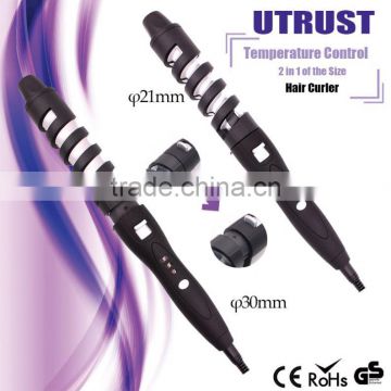 New coming Fashion 360 swivel cord electric rotating spiral hair curler