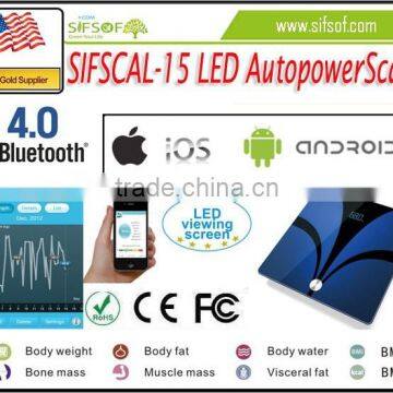 SIFSCAL-15 LED Auto Power Scale 2015, Measure Weight, LED Bluetooth Scale, IOS & Android APP, 2015 Auto Power LED Scale