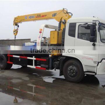 China new model 4x2 flatbed wrecker mounted 6.3 tons crane