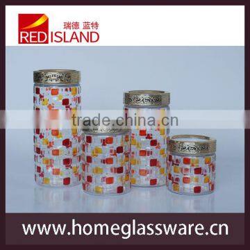 4pcs Glass Storage Jars With Hand Painted photo-2