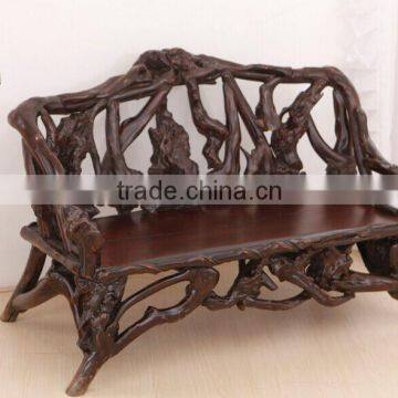 Southeast Asia Style Root Carved Double Seater Chair, Wood Carved Decorative Leisure Chair (BF01-X1164) photo-5